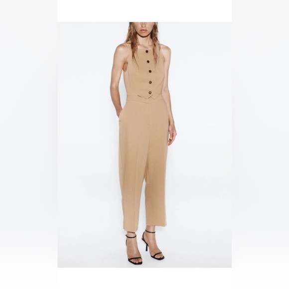 Zara Pants - ZARA suit style jumpsuit taupe brown color size L